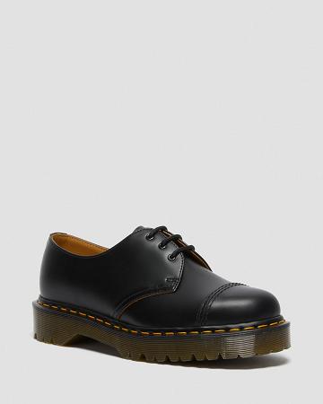 Black Men's Dr Martens 1461 Bex Made in England Toe Cap Oxfords Shoes | CA 583WNB